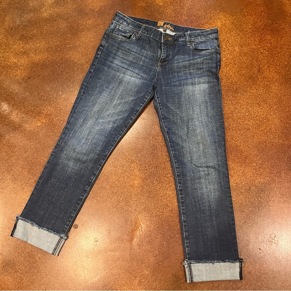 KUT from the Cloth Dark Wash Cuffed Taw Hem Low-Cut Jeans  Sz 8